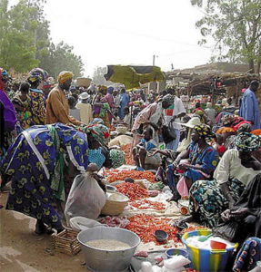 Le grand marché de Bamako au Mali.